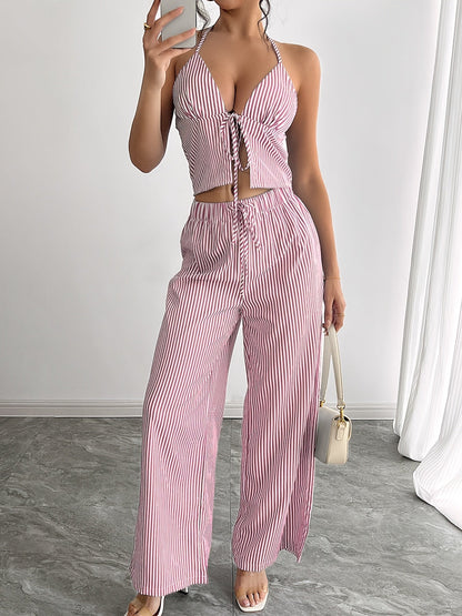 Emilia Ensemble Top Halter Rayé