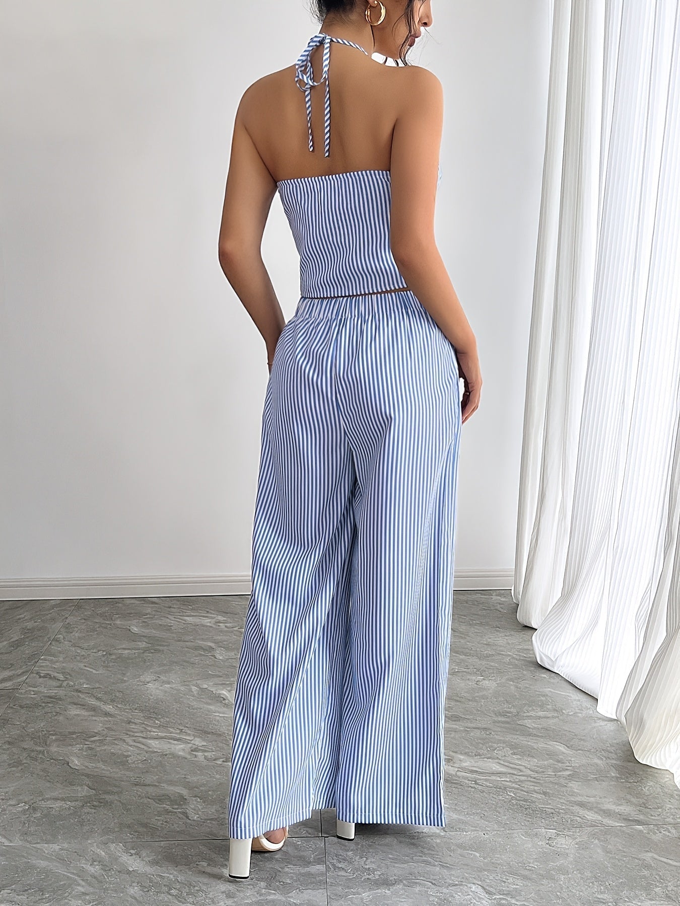 Emilia Ensemble Top Halter Rayé