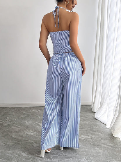 Emilia Ensemble Top Halter Rayé