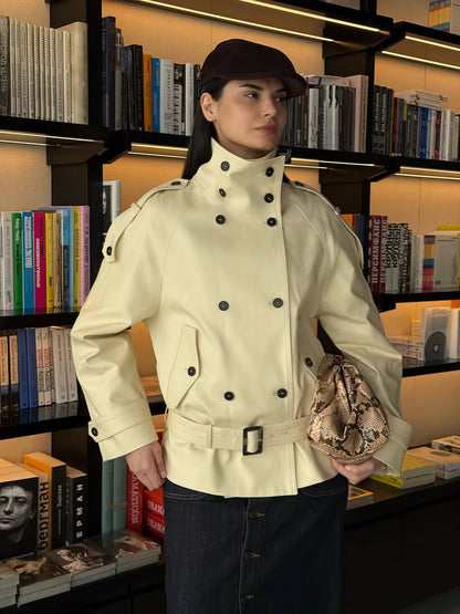 Tailored Stand Collar Trench Coat